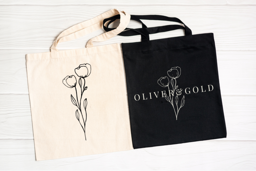 Oliver & Gold Work sample - marketing materials, boutique shopping bag design