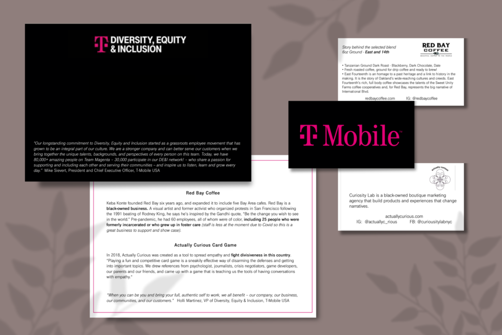 Work sample - custom print materials for TMobile order