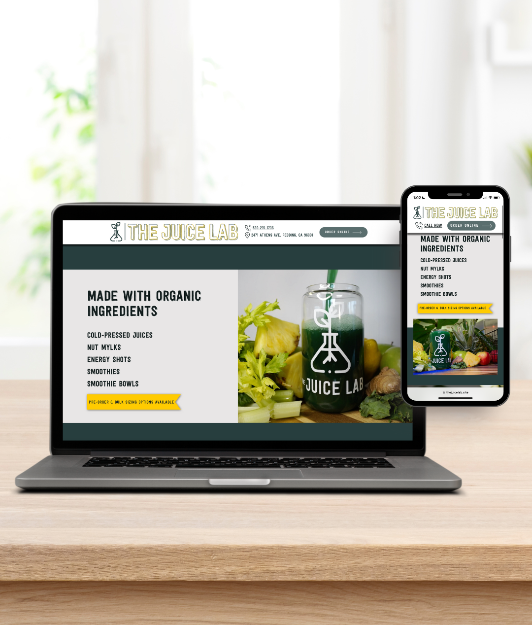 Work sample - Juice Lab website setup and SEO optimization